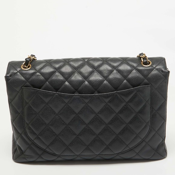CHANEL Black Quilted Caviar Leather Maxi Classic Single Flap Bag - Picture 4 of 8